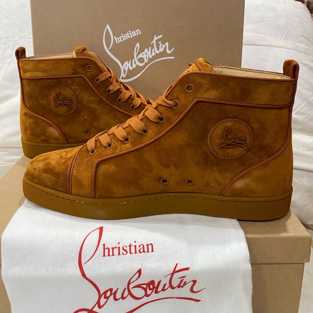 New Christian Louboutin Louis Orlato Flat Suede Brown Sneakers Size 46/13US